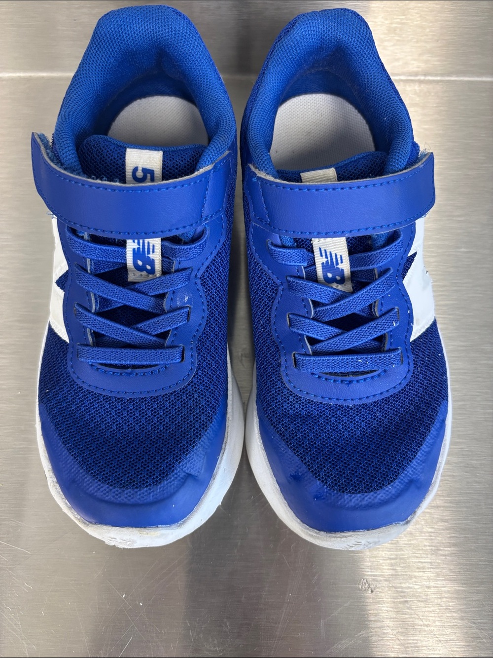 New Balance Kids Blue and White Hook-and-Loop Athletic Sneakers